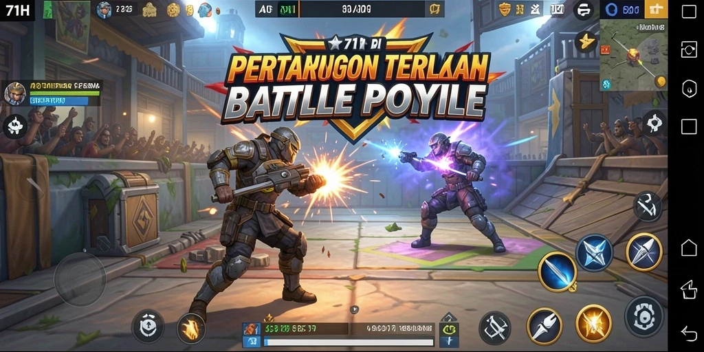 Screenshot gameplay 71H yang menampilkan aksi mendebarkan di arena Battle Royale.