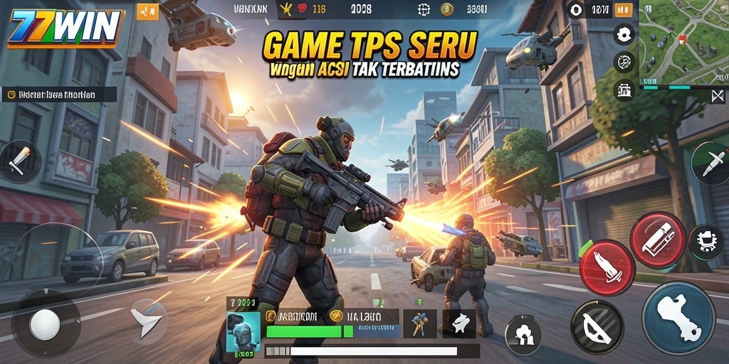 Screenshot gameplay 77WIN yang menampilkan aksi seru dalam TPS.