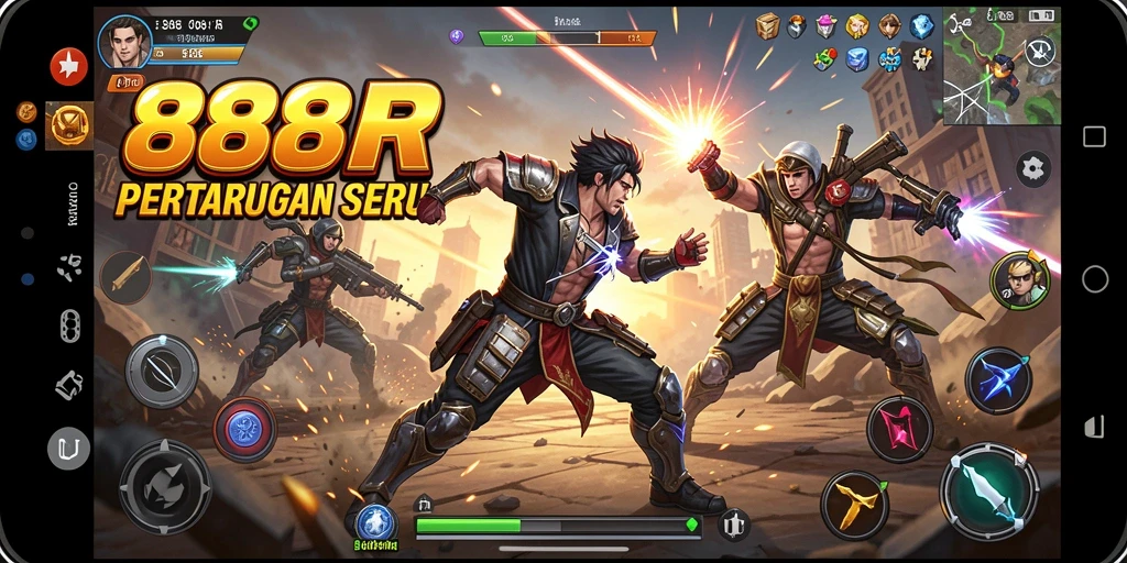 Screenshot gameplay 888R dengan aksi pertarungan yang seru.