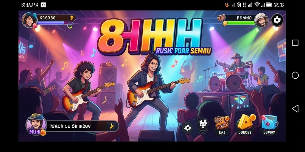 Tampilan gameplay seru dalam permainan musik 8HHH.