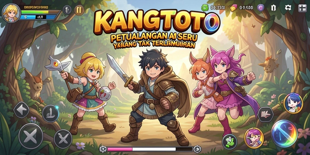 Tampilan gameplay KANGTOTO yang penuh warna dan dinamis.