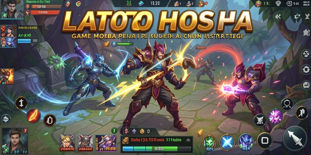 Screenshot gameplay LATOTO yang menunjukkan aksi seru dalam pertempuran MOBA.