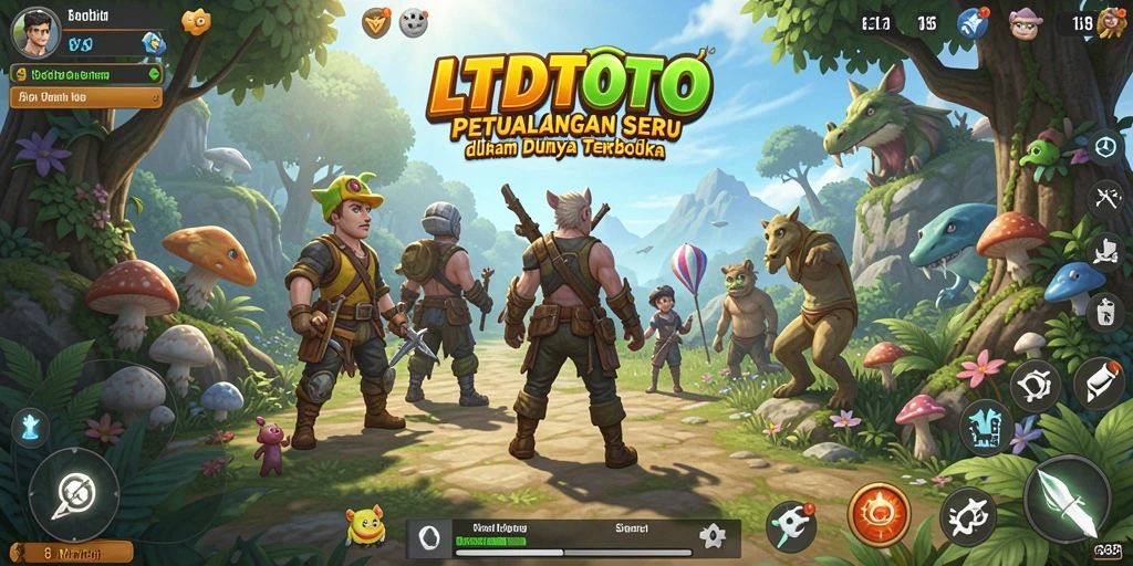 Tangkapan layar gameplay LTDTOTO yang menampilkan penjelajahan dunia terbuka yang luas.