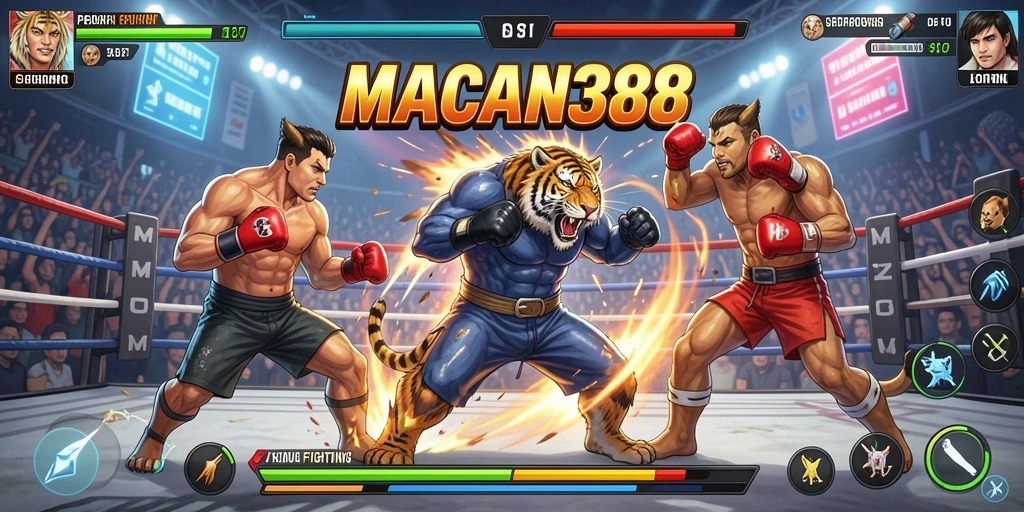 Screenshot yang menampilkan aksi pertarungan menegangkan di MACAN388.