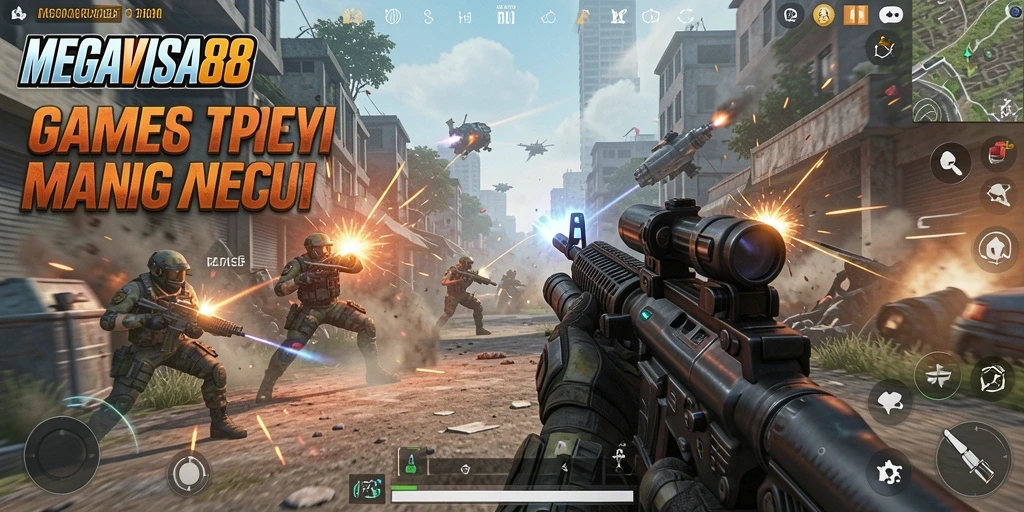 Screenshot gameplay MEGAVISA88 yang menampilkan aksi tembak-menembak yang mendebarkan.