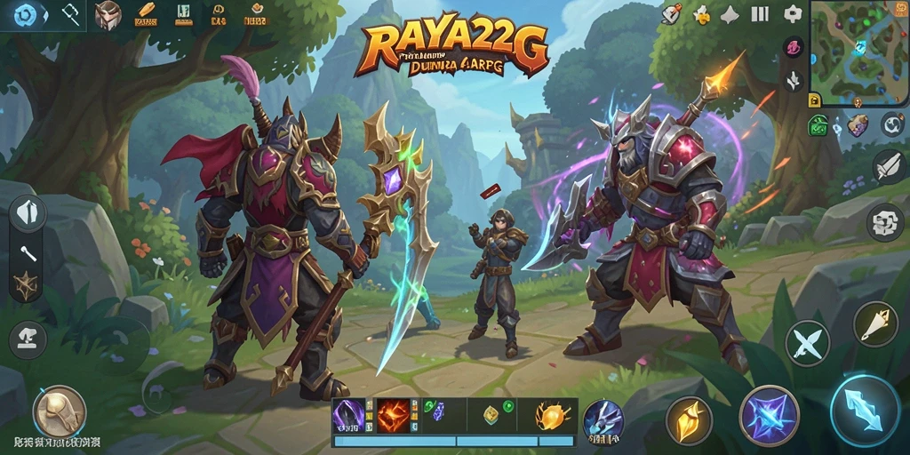 Screenshot utama gameplay RAYA22 menunjukkan aksi dinamis pertarungan ARPG.
