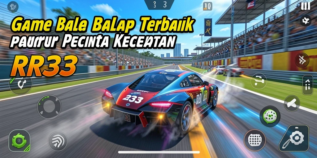 Screenshot dari gameplay balap yang intens di RR33.